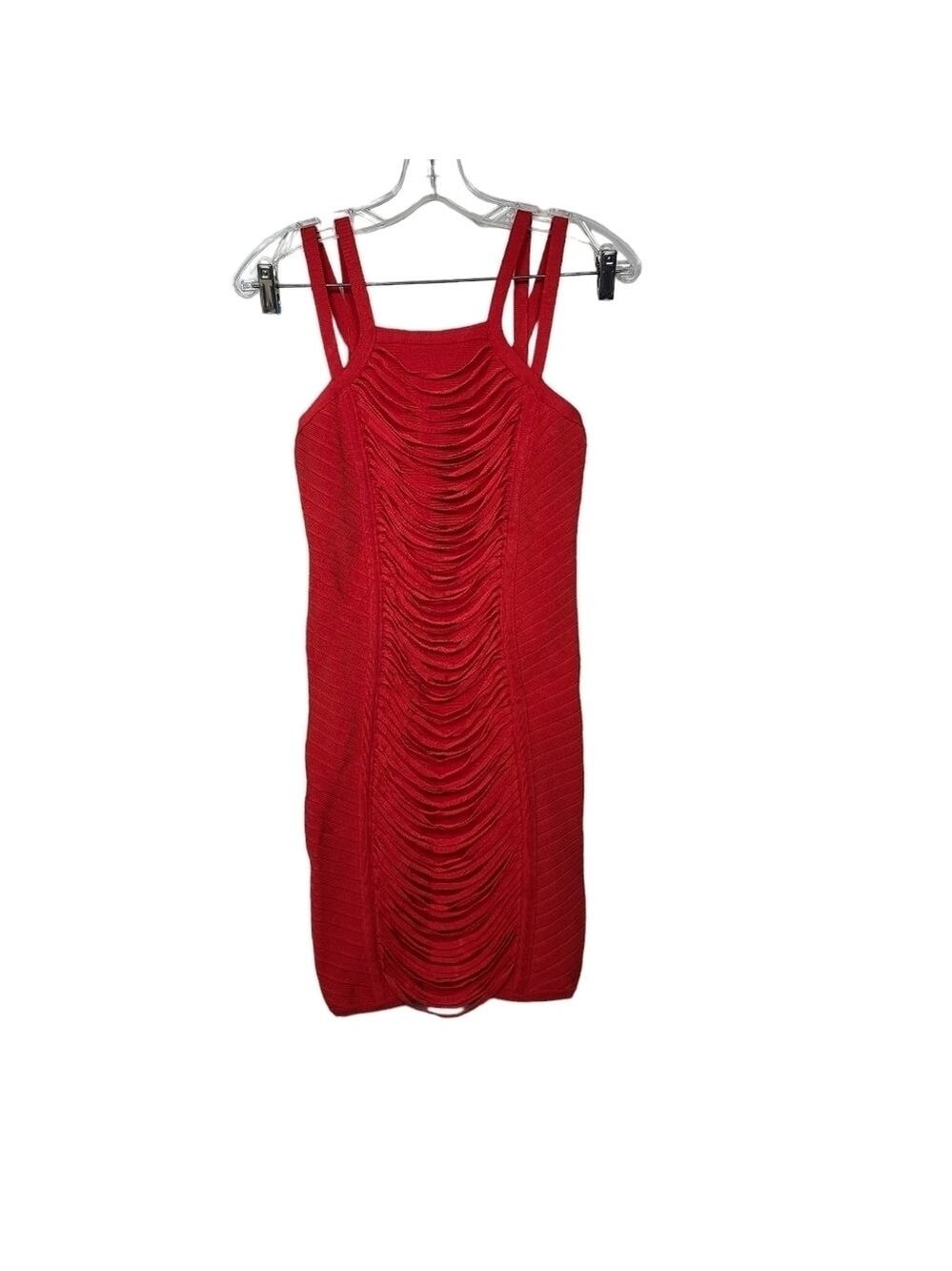 Bebe Red Sliced Bodycon Double Strap Dress XS